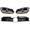 KITT Front Grille suitable for VW Golf VI (2008-2012) with Osram Xenon Headlights LED Dynamic Sequential Turning Lights R20 Design