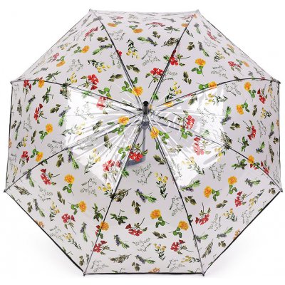 Luční květy dámský průhledný vystřelovací deštník 4 černý – Zboží Mobilmania