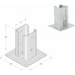 Domax šroubovací patka sloupku se čtvercovou základnou (ZNO) PSPD 70 - 72 x 150 x 150 x 2.0 mm – Zboží Mobilmania