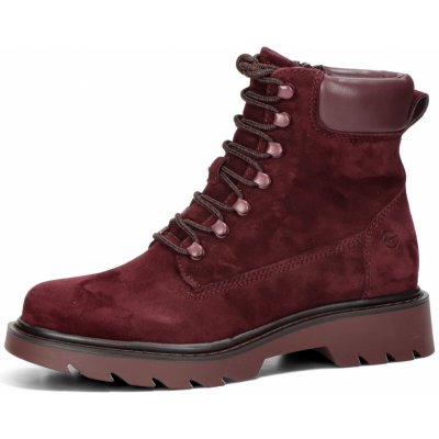 Tamaris dámské stylové kotníkové kozačky bordó – Zboží Dáma