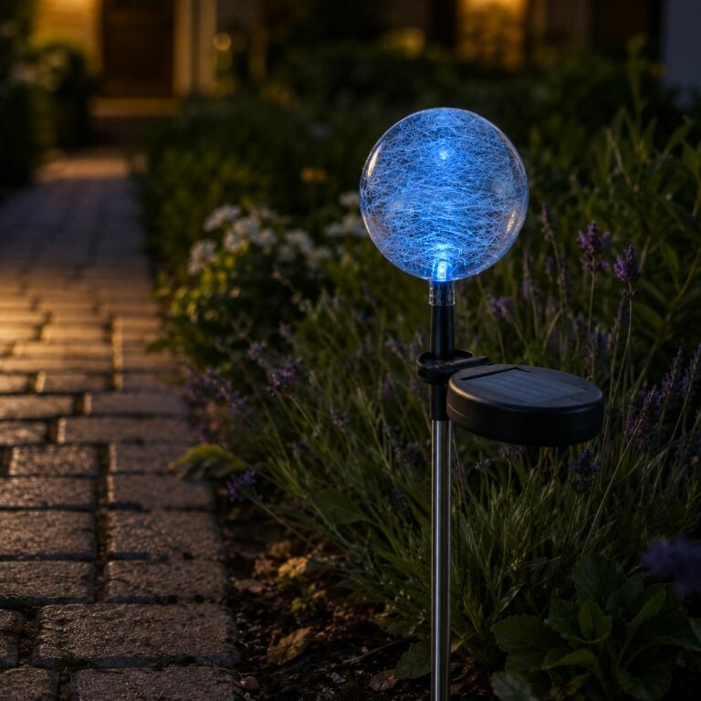 Zahradní LED solární lampa skleněné koule s barevnou změnou osvětlení