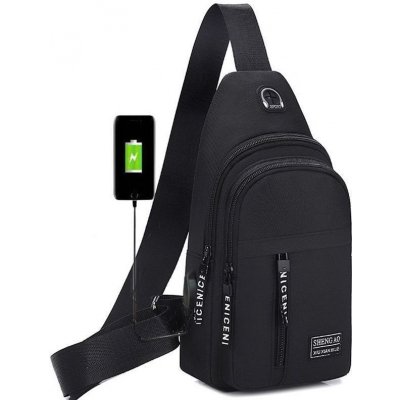 Pánský batoh přes hruď s USB INSTINCT Černý 4L Lifestyle 23050806211492950 – Zboží Mobilmania