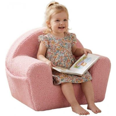 New Baby Dětské křeslo s boční kapsou Teddy pink – Zboží Dáma