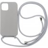 Pouzdro a kryt na mobilní telefon Pouzdro SES Gumové ochranné se šňůrkou na krk Apple iPhone 11 - šedé