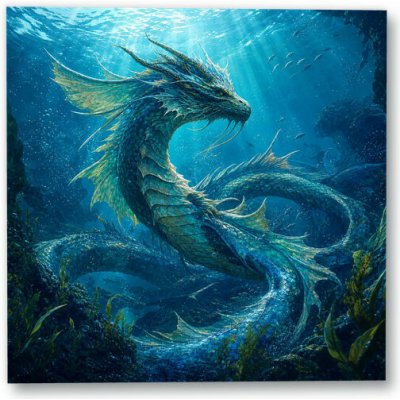 Plakát – Mořský drak v modrých hlubinách 40 × 40 cm Bez rámu Ano Bez rámu – Hledejceny.cz