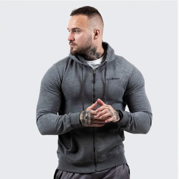 GymBeam Mikina Zipper Hoodie Grey Black