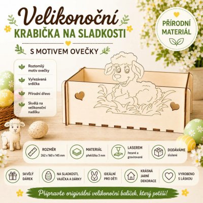 Dřevěná velikonoční krabička na sladkosti zajíček 262 × 160 × 145 mm – Hledejceny.cz