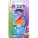 Wiky Párty svíčka číslo 2 Duha – Zboží Dáma