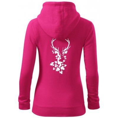 Jelen z listů dámská mikina trendy zipper s kapucí Purpurová – Sleviste.cz