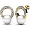 Náušnice Couple Elegantní perlové náušnice Fancy ve žlutém zlatě se zirkony 4535026-0-0-91