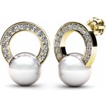 Couple Elegantní perlové náušnice Fancy ve žlutém zlatě se zirkony 4535026-0-0-91