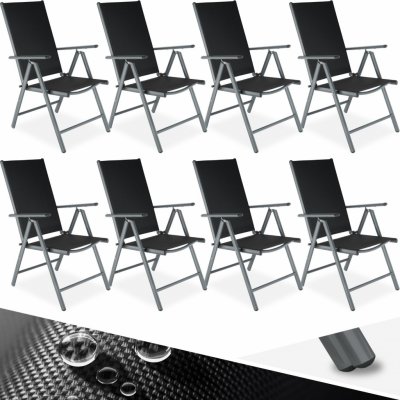 tectake 404364 6 zahradní židle hliníkové - černá/stříbrná