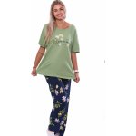 pro plnoštíhlé ženy či dívky se žlutými a růžovými květinami 1B1945 zelená – Zboží Dáma