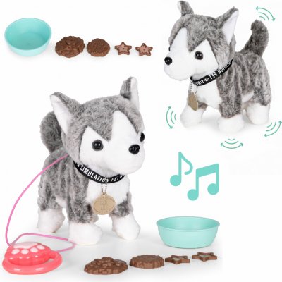 MULTISTORE HC750207-GY Interaktivní pejsek Husky na vodítku s melodiemi – Zboží Dáma