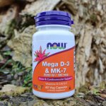 NOW Foods Mega D3 & MK-7 Vitamín d3 5000 IU & Vitamín K2 180ug 60 rostlinných kapslí – Hledejceny.cz
