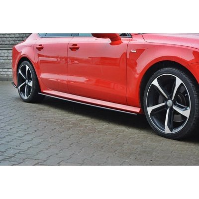 Maxton Design difuzory pod boční prahy pro Audi A7, S7 C7 FL Facelift, černý lesklý plast ABS