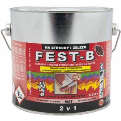 Barvy A Laky Hostivař FEST-B S2141, antikorozní nátěr na železo 0280 hnědý, 2,5 kg