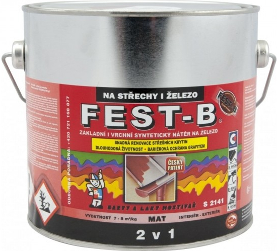 Barvy A Laky Hostivař FEST-B S2141, antikorozní nátěr na železo 0101 světle  šedý, 2,5 kg od 624 Kč - Heureka.cz