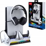 iPega P5S006 Multifunkční Nabíjecí RGB Stojan s Chlazením PS5 Slim White – Zboží Živě