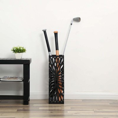 SONGMICS Stojan na deštníky čtvercový černý motiv květy – Sleviste.cz