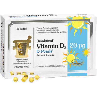 Bioaktivní Vitamin D3 D Pearls 20 mcg 80 kapslí – Hledejceny.cz
