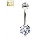 Šperky4U zlatý piercing do pupíku čirý zirkon ZL01072C-WG – Hledejceny.cz