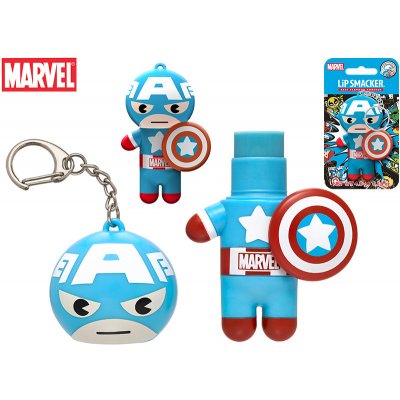 Avengers Lip Smacker balzám na rty/klíčenka Kapitán Amerika s příchutí borůvky na kartě 4 g – Zboží Dáma