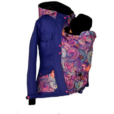 Shara softshellová bunda zimní vsadka se vzorem přední nošení modrofialová/ornamenty – Sleviste.cz