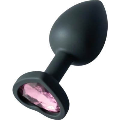 Sunfo silikonový anální kolík s růžovým srdíčkovým kamenem černý – Hledejceny.cz