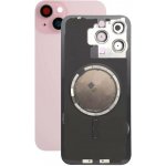 Kryt Apple iPhone 15 Plus Sklo Zadního Housingu + Sklíčko Kamery + Kovová Destička + Magsafe Magnet růžový – Zboží Mobilmania