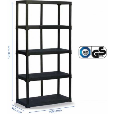 ArtPlast Plastový LINEA TEMPO 5 polic 100 x 45 x 176 cm černý – Hledejceny.cz