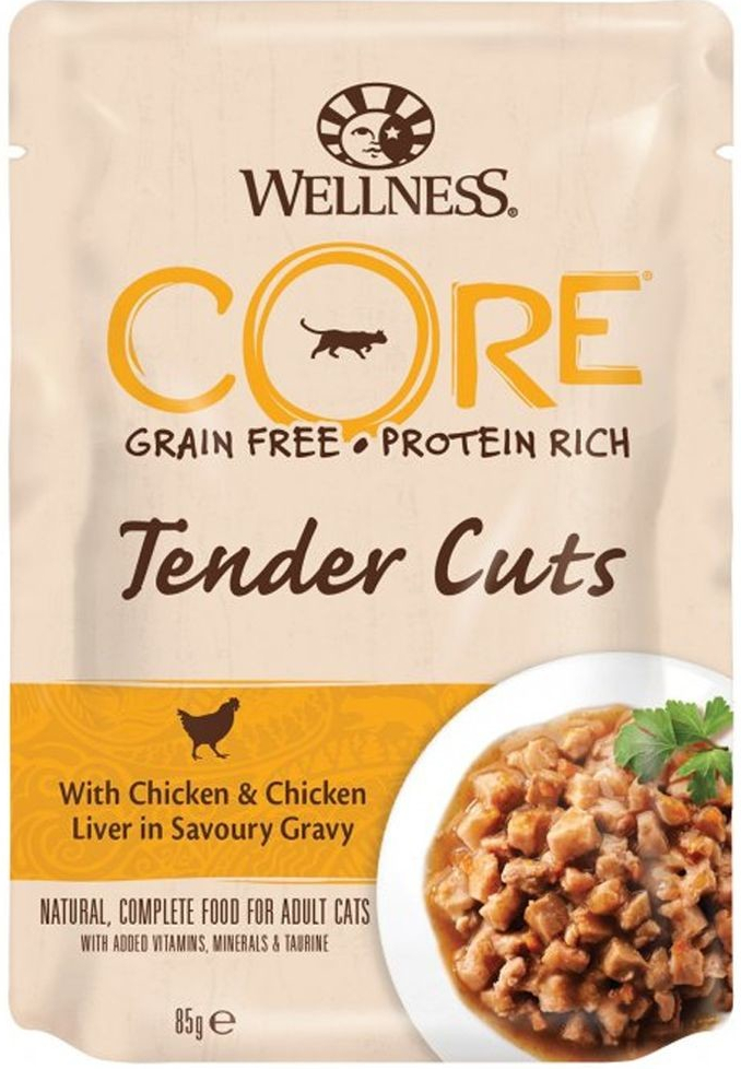 Wellness Core Tender Cuts kuře a kuřecí játra 85 g