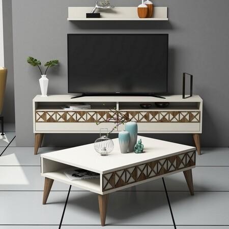 Hanah Home Living Room Furniture Set Line Cream