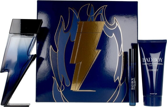 Carolina Herrera Bad Boy Cobalt Electrique Dárková sada pánská parfémovaná voda 100 ml, sprchový gel 100 ml a miniaturka pánská parfémovaná voda 10 ml