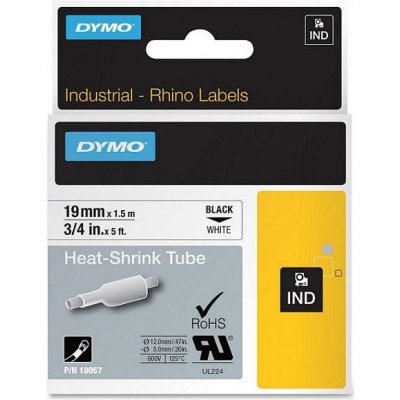 DYMO plochá smršťovací bužírka RHINO D1 19 mm x 1,5 m, černá na bílé, S0718330 – Sleviste.cz