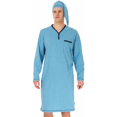 Bonifacy 358 pánská noční košile dl.rukáv s čepičkou sv.modrá – Zboží Mobilmania