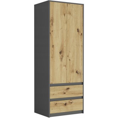 Framire Dvoudveřová skříň Modern B6 se 2 šuplíky antracit mix artisan 180 x 63 x 55 cm – Hledejceny.cz