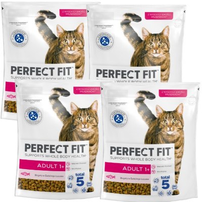 PERFECT FIT Adult 1+ suché krmivo bohaté na lososa pro dospělé kočky 4 x 0,75 kg – Hledejceny.cz