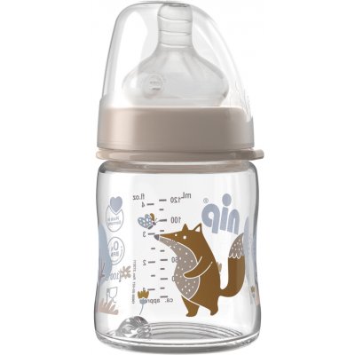 Nip kojenecká láhev sklo široká silkon S 120 ml – Sleviste.cz