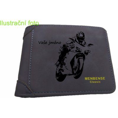 Pánská modrá peněženka moto silniční jezdec s vaším jménem