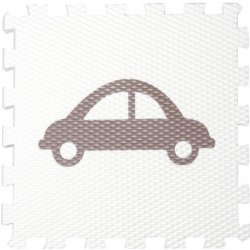 Vylen Pěnové puzzle Minideckfloor s autem Bilý s hnědým autem 340 x 340 mm