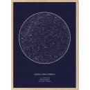 Hvězdná mapa vašeho životního okamžiku Rozměr plakátu: 40 x 50 cm, Barva pozadí: Tmavě modrá, Volba rámu: Lípa dřevěný rám