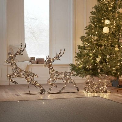 DECOLED LED světelní jeleni a sáně 180 x 86 x 18 cm teple bílá – Hledejceny.cz