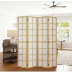 HOMCOM Paraván 4-dílný 160 x 170 cm přírodní dřevo – Zboží Dáma
