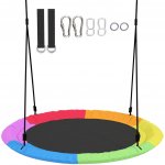 AIYAPLAY Houpačka hnízdo, výškově nastavitelná, závěsná houpačka Ø 120 cm, do 300 kg, pro děti ve věku 3-8 let, 120 x 120 x 180 cm, vícebarevná – Zboží Mobilmania