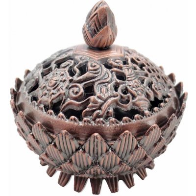 Nefertitis Kadidelnice kovová Lotosový květ barva bronzová červená 6 cm NF29772 - cca 6 cm – Zboží Dáma