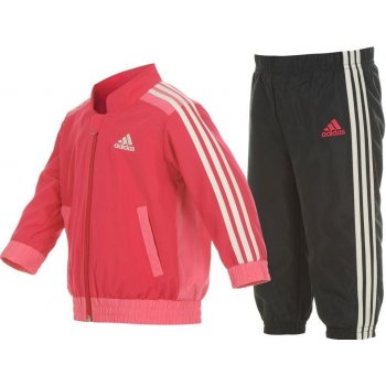 Adidas 3 Stripe Hooded Jog Suit Baby Pink White