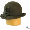 Klobouk Dámský klobouk zdobený vlněnou aplikací oliva