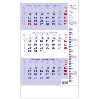 nástěnný tříměsíční modrý s poznámkami / 31,5cm x 52cm / N211-24 2024 – Zboží Mobilmania