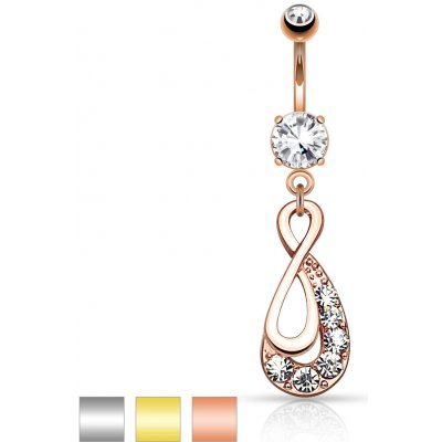 Šperky eshop piercing do pupíku z oceli symbol INFINITY čiré zirkony G20.01 měděná – Zboží Dáma